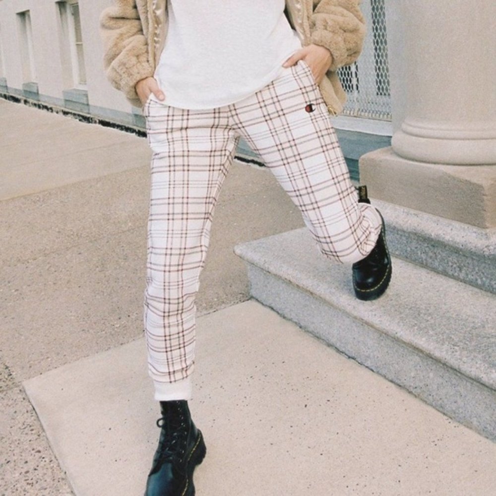 Champion Reverse Weave Plaid Sweatpants Joggers S